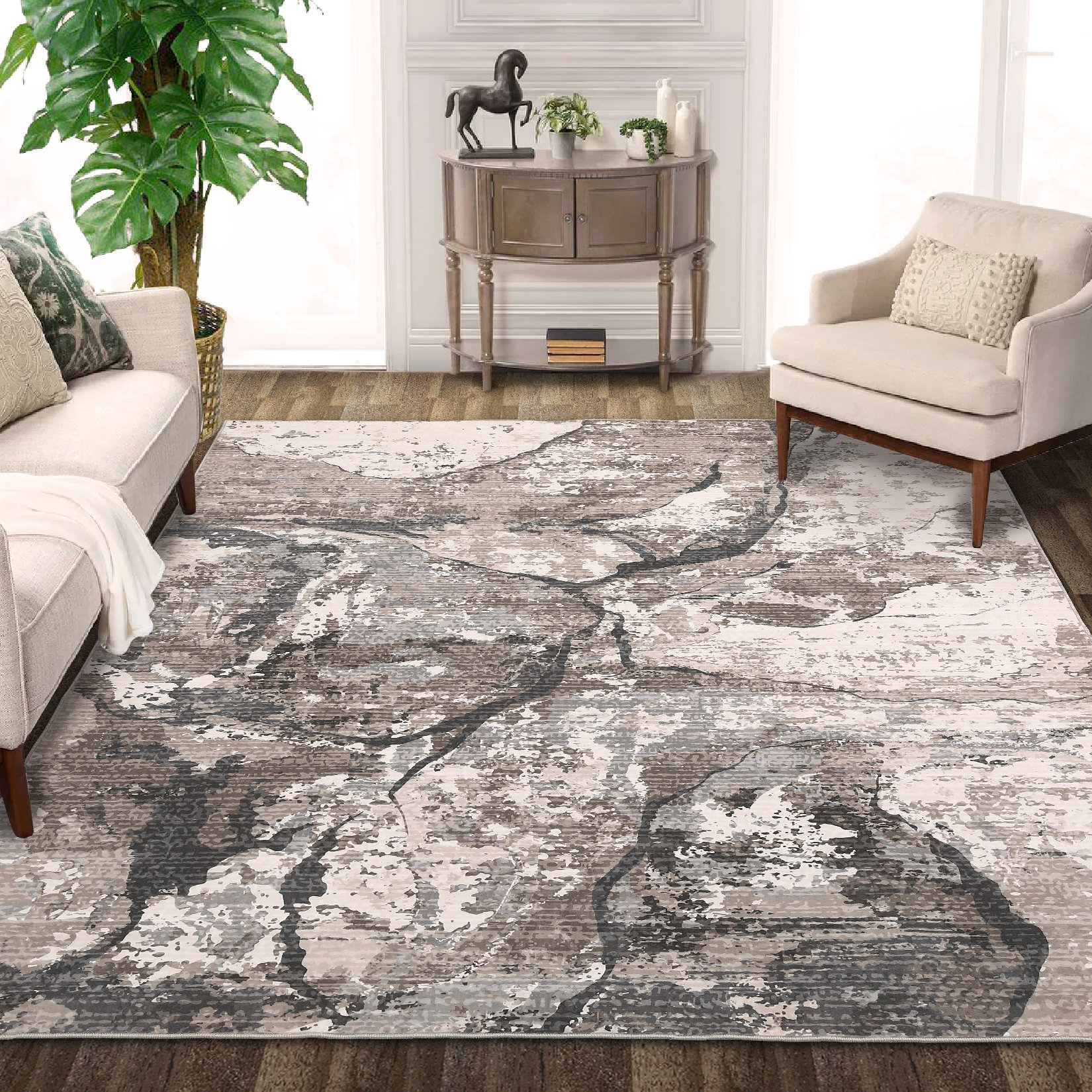 Latitude Run® Large Modern Abstract Area Rug 9x12ft Washable